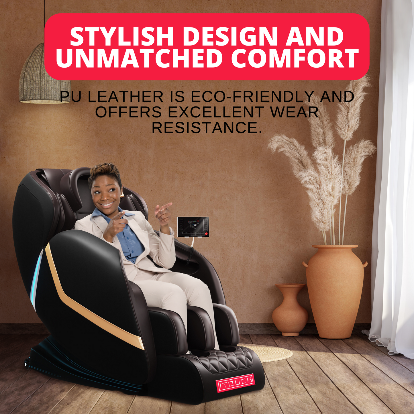 Relaxo Electric Chair Massager with Heat Therapy, Full Body Massage, touch control and Bluetooth Speaker