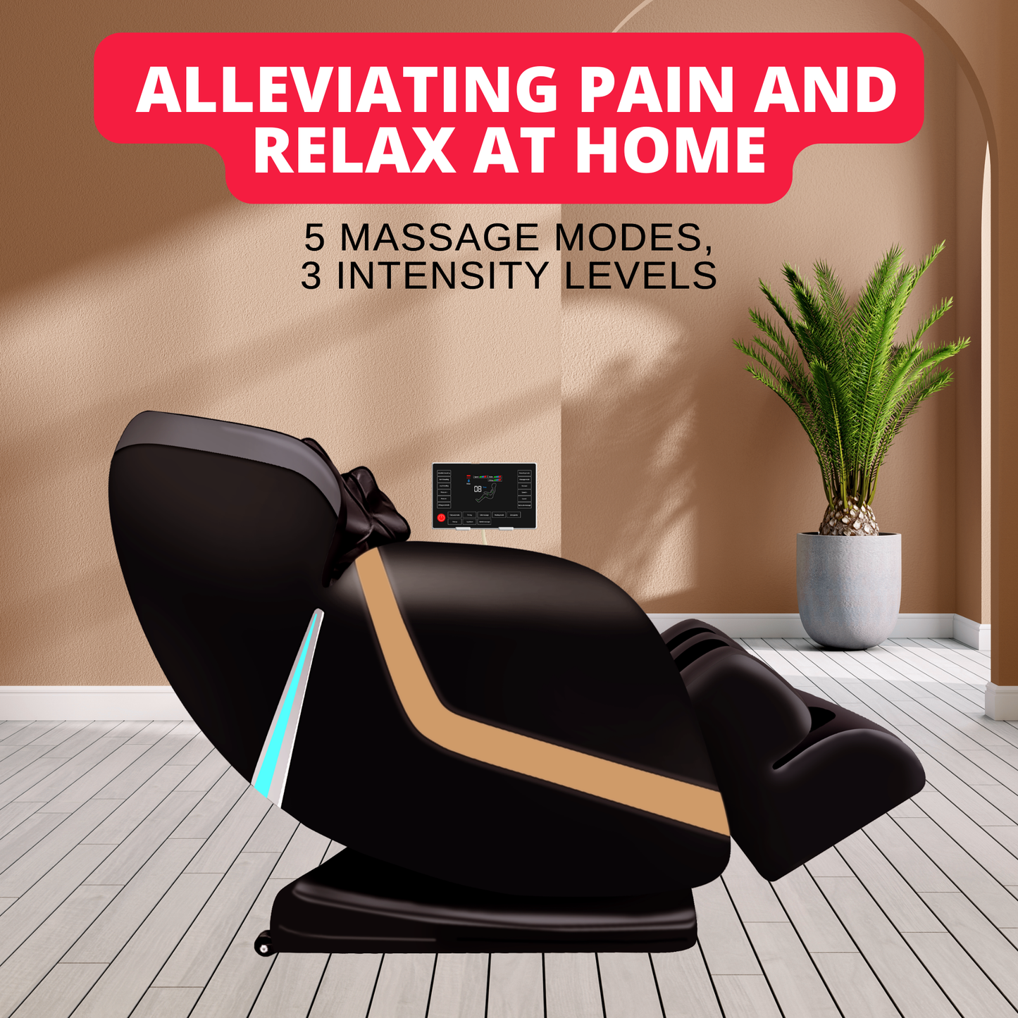 Relaxo Electric Chair Massager with Heat Therapy, Full Body Massage, touch control and Bluetooth Speaker