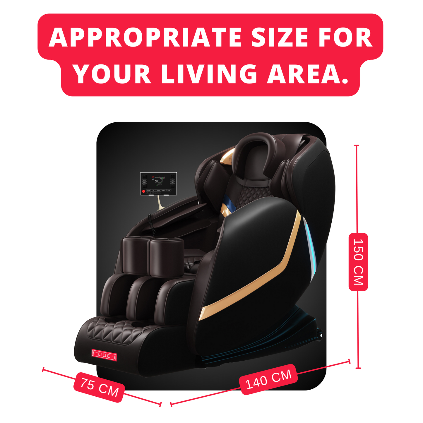 Relaxo Electric Chair Massager with Heat Therapy, Full Body Massage, touch control and Bluetooth Speaker