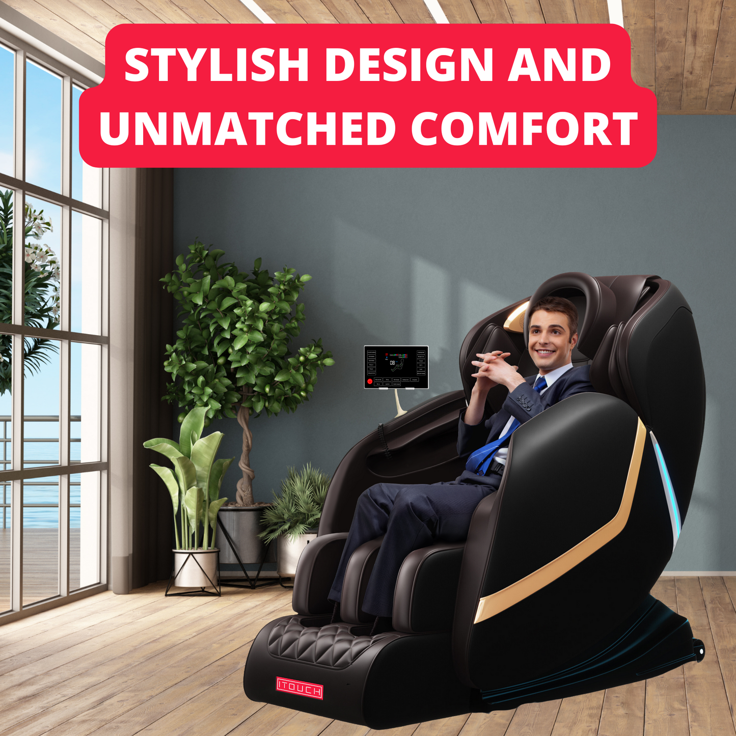 Relaxo Electric Chair Massager with Heat Therapy, Full Body Massage, touch control and Bluetooth Speaker