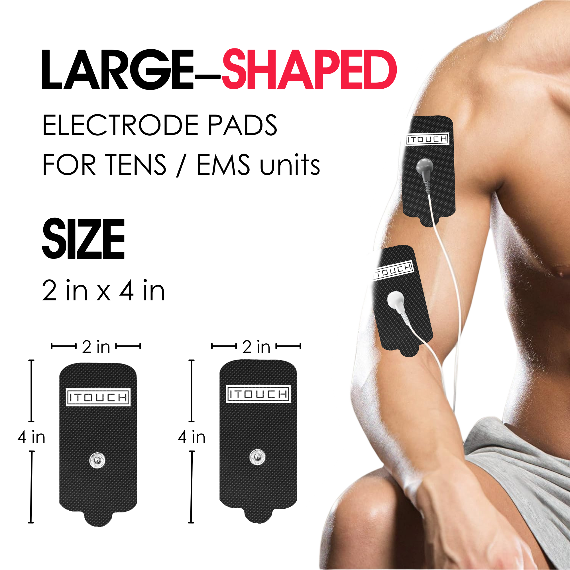 (1 Pair / 2 Pcs)Extra Large-Size Replacement TENS Unit Electrode Pads