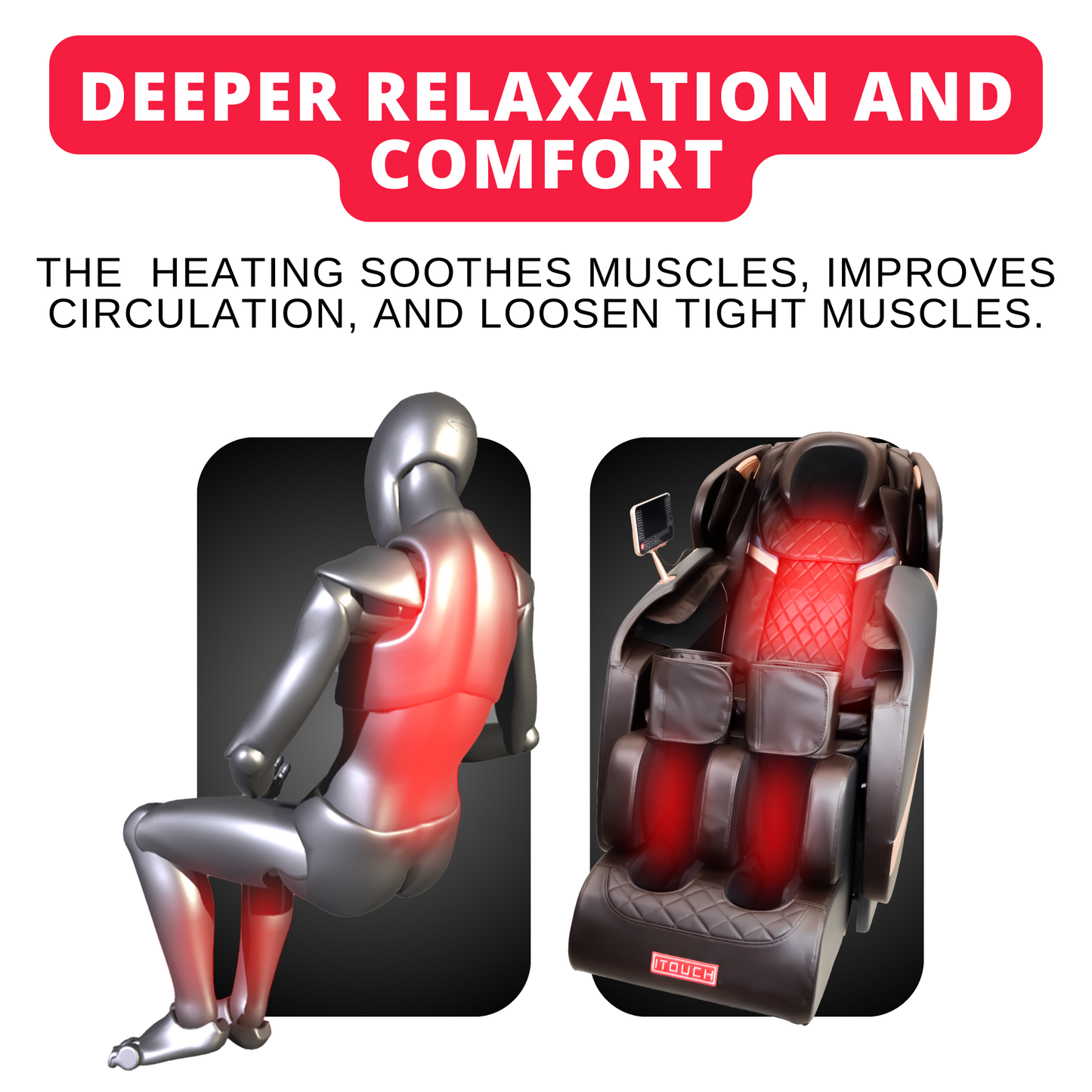 Relaxo Electric Chair Massager with Heat Therapy, Full Body Massage, touch control and Bluetooth Speaker